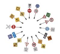 Homoyoyo 14Pcs Miniature Traffic Signs for Sand Table DIY Model, Micro Landscape Road Indicators, Educational Traffic Simulation Accessories for School Teaching and Hobby