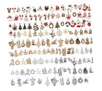 Homoyoyo 150Pcs Christmas Mini Alloy Charms DIY Jewelry Pendants for Necklace Bracelet Making Shiny Luster Holiday Accessories with Mixed Festive Designs