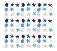 Homoyoyo 150pcs Mediterranean Ocean Wood Cutouts for DIY Crafts Nautical Hanging Ornaments with Seashells and Coastal Decoration for Home and Office Blue White