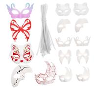 Homoyoyo 15pcs DIY Paper Pulp Masquerade Masks for Painting Lightweight Blank White Masks for Carnival Halloween Mardi Gras Cosplay Creative Crafting with Swan Butterfly Cat Designs