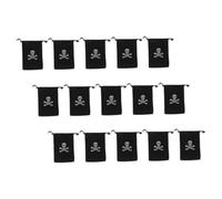 Homoyoyo 15pcs Halloween Drawstring Goodie Bags with Skull Sign Polyester Pirate Loot Pouches for Party Favors and Trick Treat Storage