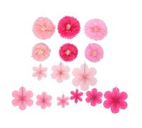 Homoyoyo 15PCS Paper Floral Decorations with Folding Fans and Pom Pom Flowers Easy DIY Party Supplies for Birthday Wedding Shower Backdrop and Indoor Outdoor Celebration