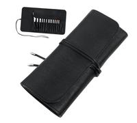 Homoyoyo 15pcs Portable PU Leather Cosmetic Bag for Women Lightweight Makeup Storage Case for Makeup Brushes for Business Trips and Camping