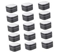Homoyoyo 15pcs Square Metal Tins Window Lids 4 Oz Candle Containers for Candle Making Black Medium Storage Tins Suitable for DIY Scented Wax Jars