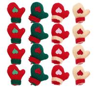 Homoyoyo 16Pcs Christmas Mini Gloves Mini Christmas Knit Gloves Miniature Gloves Mini Christmas Mitten Knitting Santa Mittens Christmas Tree Ornaments Gloves for DIY Christmas Doll Crafts