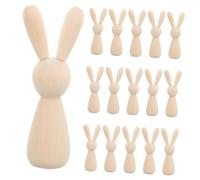 Homoyoyo 16Pcs Unfinished Wooden Rabbit Figures DIY Craft Miniature Animal Ornaments for Painting Home Decoration Compact Creative Bunny