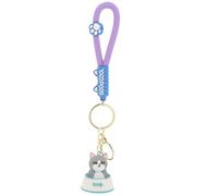 Homoyoyo 1pc Adorable Resin Cat Keychain Pendant Multipurpose Grey Bag Accessory for Keys Backpacks and Suitcases Creative and Cute Key Ornament for Cat