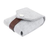 Homoyoyo 1Pc Chic Mini Lipstick Makeup Storage Bag with Mirror Travel Essential for Women Stylish Outdoor Cosmetic Organizer Holds Lipsticks Durable Craftsmanship Light Grey