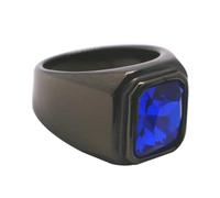 Homoyoyo 1Pc Stainless Steel Ring for Men with Blue Glass Stone Simple Design Elegant Gemstone Ring for Confident Style present for Friends and Loved Ones