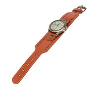Homoyoyo 1pc Vintage Roman Genuine Cowhide Quartz Wristwatch for Women Retro Bracelet Design Orange Stylish Casual Accessory for Special Occasions Like Birthdays and Weddings
