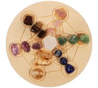 Homoyoyo 1Set Natural Crystal Divination Board with Chakra Stones Premium Wooden Altar Supplies for Home Decor Metaphysical Message Board for Witchcraft Meditation