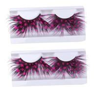 Homoyoyo 2 Pairs Colorful False Eyelashes Charming Style Pink Party Dance Costume Eyelashes for Women Deluxe Festival Makeup