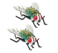 Homoyoyo 2 Pc Plastic Fly Figurine, Green Fake Fly Realistic Simulated Plastic Model Scary Tricky for Joke Halloween Party Favors