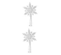 Homoyoyo 2 pcs Christmas Tree Treetop Snowflake Decoration Lightweight Iron Xmas Ornament Bright Silver Snowflake Design for Home Holiday Festive Atmosphere Enhancer