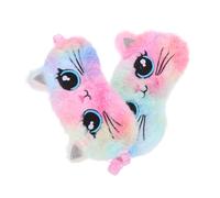 Homoyoyo 2 Pcs Cute Animal Plush Sleep Mask Soft Eye Covers for Women Comfortable Blindfold Light Blocking for Naps Travel Home Sleep Cat Design