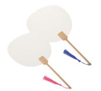 Homoyoyo 2 Pcs DIY Unfinished Fans for Handmade Graffiti Painting Fans with Thick Wood Handle Creative Handheld Craft for Boys Develop Hand-Eye Coordination and Intelligence Random Color