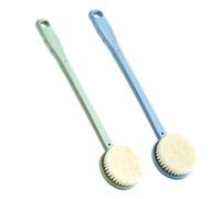 Homoyoyo 2 Pcs Double-Sided Bath Brush with Long Handle for Back Cleaning and Massage Thick Bristles for Deep Skin Scrubbing and Dirt Removal Portable Household Bath Scrubber Blue Green