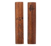 Homoyoyo 2 Pcs Hand-carved Solid Wood Calligraphy Paperweights with Box, Traditional Chinese Paper Press for Writing and Painting, Feng Shui Desk Ornament for Artists and Calligraphy