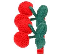 Homoyoyo 2 pcs Knitted Cherry Hair Clips for Little Lightweight Cute Crochet Barrettes for Braids and Straight Hair Secure Non Damaging Accessories for Birthday and Party Hairstyles