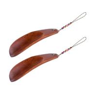 Homoyoyo 2 Pcs Small Wooden Shoehorn Tool with Ergonomic Handling | Smooth Rounded Edges, Fits Purse, Entryway Bench Use, for Sneakers and High Heels, Brown Finish