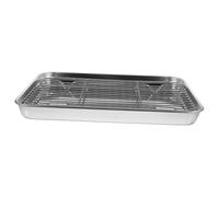 Homoyoyo 2 Pieces Barbecue Baking Tray Drip Cookie Material Nonstick Cooling Rack DIY Ovenware Dishwasher Meat Dressing Tray with Rack Rectangular Size Professional Pan Tin Silver