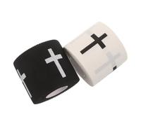 Homoyoyo 2 Rolls Elastic Cotton Athletic Tape with Printed Jesus Cross Pattern, 5cm Width, Easy Application for Elbows and Wrists, for Baseball Training and Sports Support