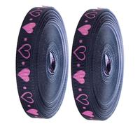 Homoyoyo 2 Rolls Heart Pattern Polyester Ribbon for DIY Crafts Yards Each Love Ribbon for Gift Wrapping Bow Making Wreath Embellishments Valentine's Day Anniversary Wedding Party
