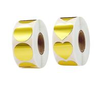 Homoyoyo 2 Rolls Self Adhesive Round and Heart Seal Stickers Premium Gift Package Label for Envelopes DIY Craft Wedding Invitations Multipurpose Use Office and Home