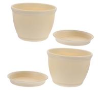 Homoyoyo 2 Sets Beige Thickened Plastic Flower Pots with Drainage and Storage Trays for Indoor Planting Balcony Herb Containers Suitable for Flowers Orchids and Vegetables