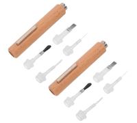 Homoyoyo 2 Sets Cat Eye Nail Magnet Pen Nail Paint Brush 3-in-1 Dual-ended Solid Wood Pen Holder Disposable Design Beginners Professional Home Use Manicure Accessory