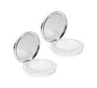 Homoyoyo 2 Sets Flip-type Powder Boxes for Cosmetics with Mesh Puff, Abs Material, Elegant Design, Refillable Loose Powder Storage Containers, for Female Friends Makeup Organisation