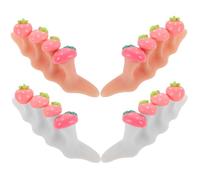 Homoyoyo 2 Sets Silicone Toe Separators Soft Flexible Toe Spreaders with Strawberry Beads Decorative Nail Art Tools for Pedicure for Comfortable Alignment