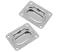 Homoyoyo 2 Sets Stainless Steel Flush Marine Ring Hatch Pull Handles Boat Deck Hardware Recessed Floor Lifting Handles for Yacht Cabin