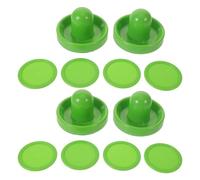 Homoyoyo 2 Sets Tabletop Air Hockey Paddles and Small Green Pucks with Self-adhesive Lint Pads 96mm Pushers 64mm round Hockey Pucks Replacement Accessories