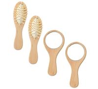 Homoyoyo 2 Sets Vintage Hair Brush and Compact Mirror Set Lightweight Portable Hairbrush Travel Kit for Women and Teens Comfortable Scalp Massage Comb with Mini Makeup Mirror for Go Touch