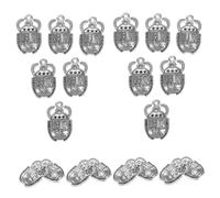 Homoyoyo 20 Pcs Ancient Egyptian Sacred Beetle Charms with Crystal Inlay Silver Pendants for DIY Jewelry Making for Earrings Necklaces Bracelets Symbol of Luck and Protection