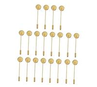 Homoyoyo 20 Pcs Gold Brooch Base Setting Trays Long Pin Lapel Stick Brooch Making Base Practical for DIY Jewelry Crafts Badge Pins and