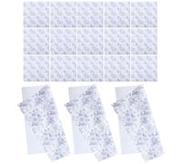 Homoyoyo 20 Sheets 57x57cm Waterproof Floral Bouquet Wrapping Paper Blue Afternoon Tea Pattern Decorative Pack for Flower Arrangements Wedding Party Diy Crafts