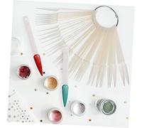 Homoyoyo 200 Pcs Nail Art Practice Tips Sticks Fan Shaped Color Display Board with Metal Rings for Salon Beginners Gel Manicure Nail Polish Showing and Organization