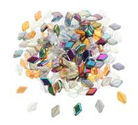 Homoyoyo 200pcs Diamond-Shaped Large Hole Glass Beads Colorful Electroplated Spacer Beads for DIY Jewelry Making Crafts Bracelet Necklace Accessories