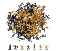 Homoyoyo 200pcs Miniature Medieval Soldier Models Plastic Figures Small People Crafts for Sand Table and Collectable Soldiers, Grey and Gold Mix Tiny Army Men for Historical Random Color