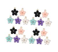 Homoyoyo 20pcs Cherry Blossom Alloy Pendants with Enamel Detailing Floral DIY Charms for Bracelet Necklace Earrings Lightweight Artistic Sakura Flower Craft Accessories