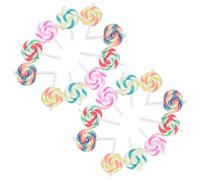 Homoyoyo 20pcs Colorful Polymer Clay Candy Pendants with Eye Pins for Jewelry Making Soft Lollipop Charms for Bracelets Earrings and DIY Craft Accessories