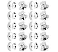 Homoyoyo 20pcs Locking Pin Back Pin Backs Copper Metal Clasp Simple Style High Durability Not Easy to Deform Lightweight Silver Colour DIY Accessories