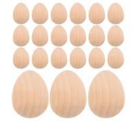 Homoyoyo 20pcs Medium Unfinished Wooden Easter Eggs 3.5x3.5x4.5cm DIY Craft Eggs for ’ Painting and Drawing Easter Decorations Art Supplies Set