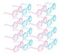 Homoyoyo 20pcs Mini Plastic Flower-Shaped Doll Glasses Lightweight DIY Accessories for Dolls Adorable Sunglasses in Pink and Blue