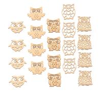 Homoyoyo 20pcs Owl-Shaped Wood Chips Hollow-Out Smooth Surface Creative Delicate Looking Beige Wooden Pieces for Plaques and Sign Making DIY Decor Random Style