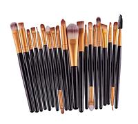Homoyoyo 20PCS Professional Makeup Brush Portable Cosmetic Tools with Goat Hair Synthetic Fibers Black and Gold Elegant Design for Foundation Eyebrow Eyeshadow and Blending Suitable for