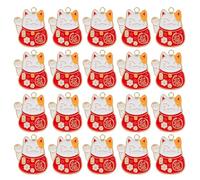 Homoyoyo 20pcs Red Alloy Cat Charms Keychain Pendants for DIY Crafts Lucky Fortune Cat Ornaments Accessories for Handmade Keyrings