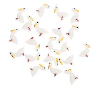 Homoyoyo 20pcs Small White Resin Long Billed Duck Figurines Micro Landscape Decor for Garden Succulent Flowerpot Accessories, 2cm Miniature Outdoor Yard Statues